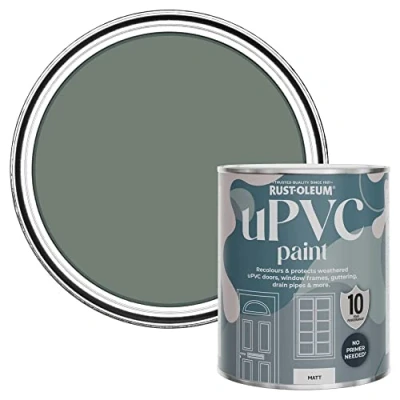 Image of Rust Oleum Green uPVC Door and Window Paint in Matt Finish Serenity 750ml