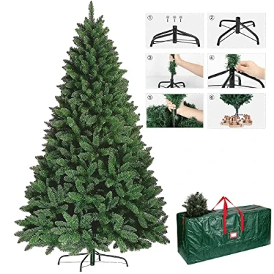 Image of TradeXone Colorado Green Pine Bushy Artificial Christmas Tree Tips 5ft/6ft/7ft Xmas With Metal Stand &amp; FREE BAG (6FT (180CM)700 tips)