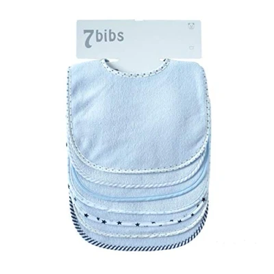Image of Baby&#039;s Double Layer of Cotton Soft Absorbent Drooling Bibs (7 Pieces) (blue waterproof)