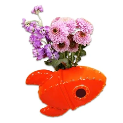 Image of Half Moon Bay Wall Vase Shaped Wallace &amp; Gromit (Rocket),12.2 (h) x 6.2 (w) 16 (d) cm