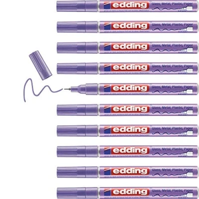 Image of edding 780 gloss paint marker violet metallic 1 extra fine round nib 0.8 mm pen for glass, pebbles, wood, plastic, paper waterproof, high coverage