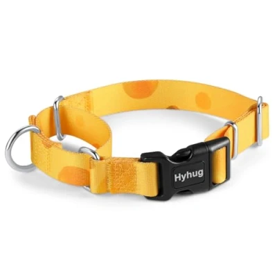 Image of Hyhug Christmas Star Design Adjustable Martingale Dog Collar with buckle, Quick Release (Cheese, Extra Small)