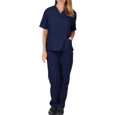 Image of Sky Mens and Womens Hospital Doctors Scrub Trousers Top Set, Medical Doctor Uniform, Lightweight Fabric Work Wear, Navy, 3XL