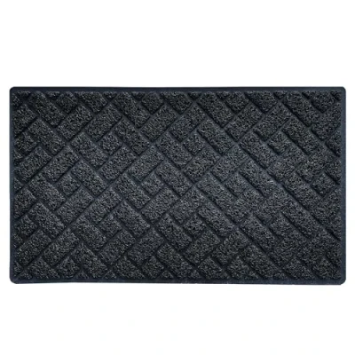 Image of Nicoman Diamond Quilted Shape Doormat｜Non Marking Non Slip On Hard Floors｜For Indoor or Sheltered Outdoor Use (75x44cm, BLACK, Outdoor)