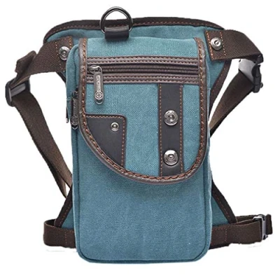Image of Xieben Canvas Drop Leg Bag for Men Women Motorcycle Bike Riding Cycling Multi Purpose Thigh Waist Fanny Pack Mens Travel Fishing Hiking Camping Outdoors Pouch Blue