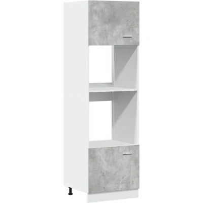 Image of vidaXL microwave cabinet concrete grey kitchen storage unit with adjustable doors and shelves 60x57x207cm