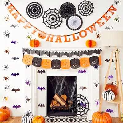 Image of Amscan 9915219 Happy Halloween Pumpkin Party Letter Garland Banner 2.4m