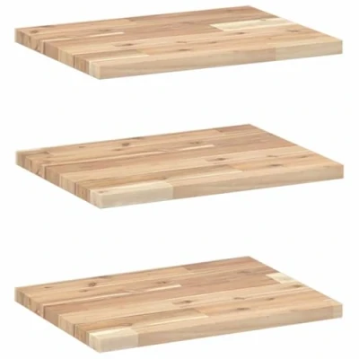Image of vidaXL floating shelves/acacia wooden wall storage shelves 3pcs untreated space saving decor solution for kitchen/living room/office 40x30x2 cm