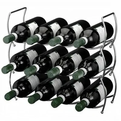Image of GEEZY 3 Tier Stackable Chrome Wine Storage Display Rack Holder Up To 12 Bottles