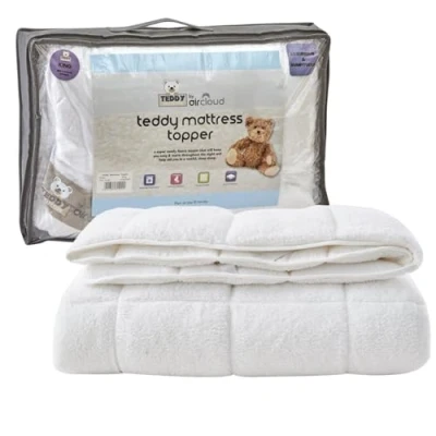Image of Luxury Super Soft Sherpa Fleece Teddy Mattress Topper Thermal Bed Protector 3cm Thick Enhancers, Fluffy Stitch Elastic Corner Straps 2Inch Deep Fitted Toppers Warm Cosy White Sheet (Single)