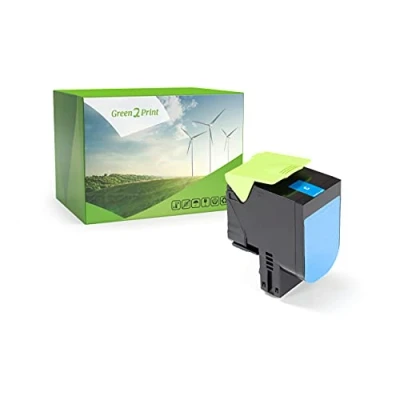 Image of Green2Print Toner cyan 3000 pages replaces Lexmark 80C0H20, 800H2, 80C2HC0, 802HC, 80C2HCE, 802HCE cartridge for CX410DE, CX410DTE, CX410E, CX510DE, CX510DHE, CX510DTHE