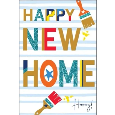 Image of Jonny Javelin New Home Congratulations Card Paintbrushes with Embossed Foil and Flitter Details