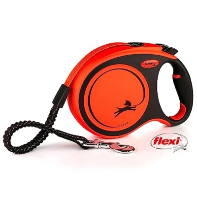 Image of flexi Xtreme Tape Orange &amp; Black Large 8m Retractable Dog Leash/Lead for dogs up to 55kgs/121bs