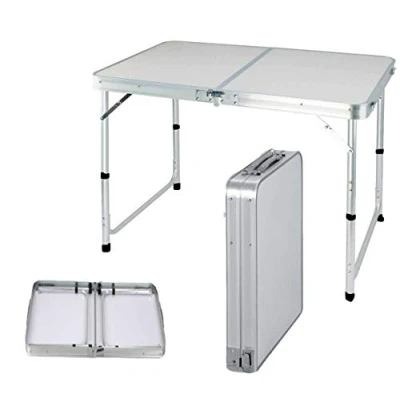 Image of Folding Utility Table Dining Picnic Lightweight Aluminum Heavy Duty Foldable Party Garden BBQ Outdoor Camping Load Capacity 15KG Adjustable Height 120x60x70/62/55cm