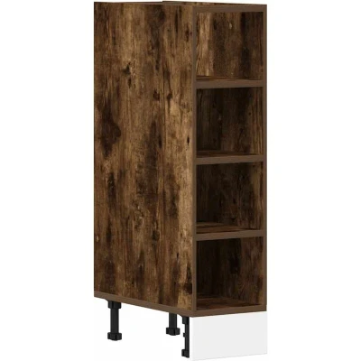 Image of vidaXL Bottom Cabinet Smoked Oak, Engineered Wood, Modern Storage Cupboard 20x44.5x81.5 cm