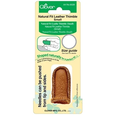 Image of Clover Natural Fit Leather Thimble: Small, Lt. Brown, 1