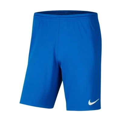 Image of NIKE Boy&#039;s Dri fit Park 3 Football Shorts, Royal Blue/White, M UK