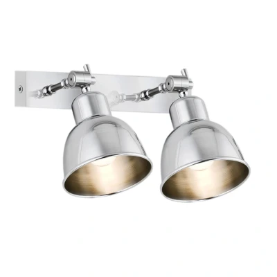 Image of Eufrat Twin Dome Wall Lamp Brushed Chrome