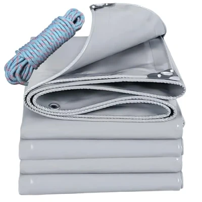 Image of YANFEILI Tarpaulin Waterproof Heavy Duty Tarp,1.5x3m 520g/m² tent pvc Tarp Multipurpose Protective Cover,Leightweight,Waterproof,Weather Proof Grey