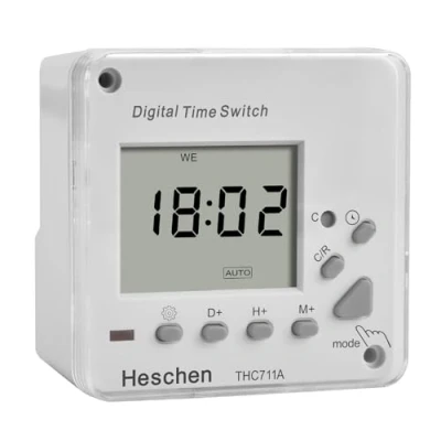 Image of Heschen Digital LCD Power Weekly Programmable Electronic Timer Relay Switch, THC711A, 220 240VAC, LED Indicator, CE