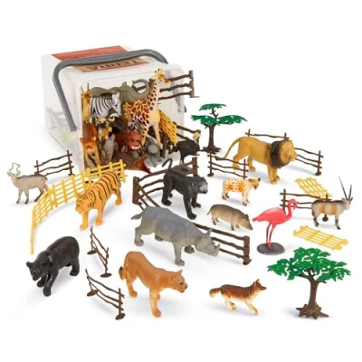 Image of Terra by Battat Jungle World Assorted Miniature Animal Toy Figures For Kids 3+ (60Pc)