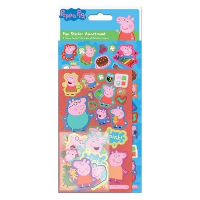 Image of Paper Projects 01.70.31.001 Peppa Pig Assortment Pack (3 Types of Stickers), Blue, 24.5cm x 11cm
