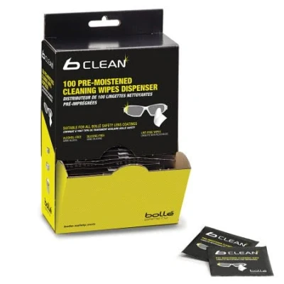 Image of Bolle Pack of 100 Cleaning wipes for Safety Glasses &amp; Goggles Alcohol and Silicone free Personal Protective Equipment PPE Workwear Eye Protection 1