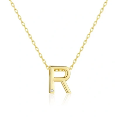Image of Philip Jones Gold Plated Initial Necklaces A to Z Created with Zircondia® Crystals (R)