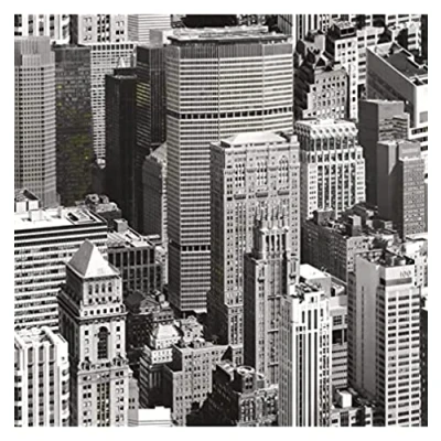 Image of Venilia Adhesive Film, Skyscrapers Skyscrapers, Black/White, 45 cm x 1.5 m, 95μ Thickness, Self Furniture Decorative Wallpaper, Kitchen Phthalate Free, Made in EU