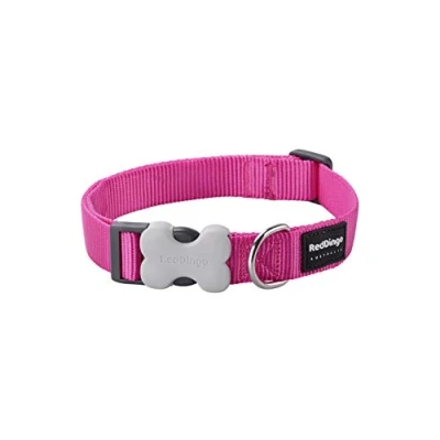 Image of Red Dingo Bucklebone Dog Collar Plain, Hot Pink, Medium 20mm