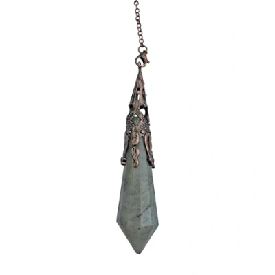Image of Labradorite Gemstone Crystal Pendulum Hexagonal Vintage for Dowsing Rod Chakra Reiki Fortune Telling Wiccan Meditation (Labradorite)