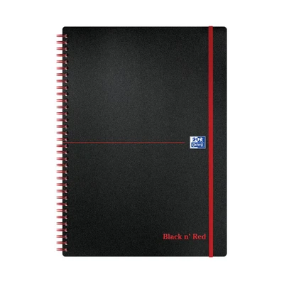 Image of Black n Red Notebook Wirebound Polypropylene 90gsm Ruled 140 Pages A4 Ref E67008 [Pack of 5]