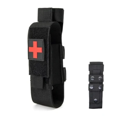 Image of Tactical Molle Tourniquet Holder Portable Pouch with Removable Elasticated for Hiking Camping Climbing Black 7.5 * 1.6 1.6inch