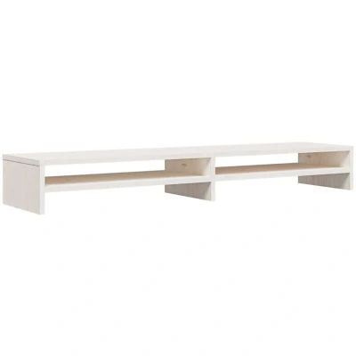 Image of vidaXL Monitor Stand White 100x24x13 cm Solid Wood Pine