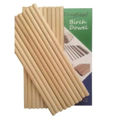 Image of Trustleaf 12mm x 30cm Birch Hardwood Wooden Dowels (20 Dowels)
