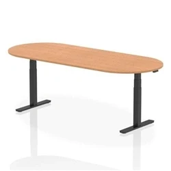 Image of Impulse 2400mm Boardroom Table Oak Top Black Height Adjustable Leg