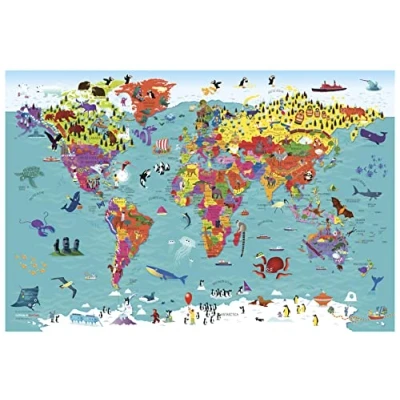 Image of Collins Children&#039;s World Wall Map 36.25 x 24.25 inch Poster Front Lamination