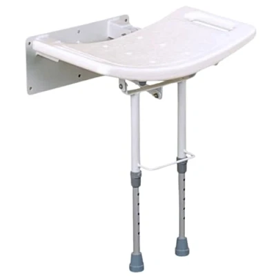Image of Homecraft Wall Mounted Steel Shower Chair, Folding Seat with Rubber Feet, Bath Stool for Bathing, Elderly, Disabled, and Limited Mobility, Chair Handles, 352 lbs Weight Capacity