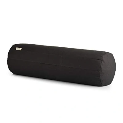 Image of Basaho Yoga Bolster Organic Cotton Buckwheat Hulls Removable Washable Cover (Zen Black)