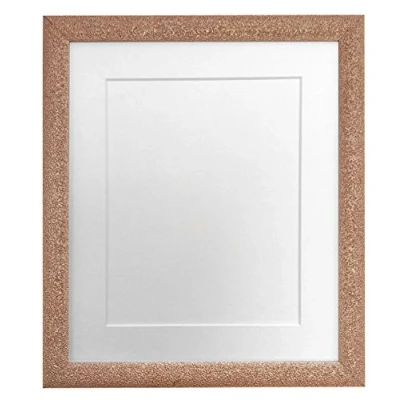 Image of FRAMES BY POST Glitz Rose Gold Picture Photo Frame with White Mount 8 x 6 Image Size 4 Inch Plastic Glass