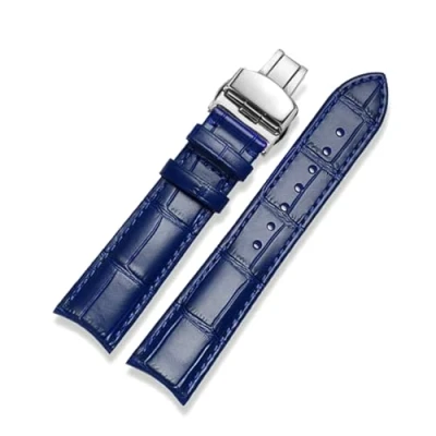 Image of ROWCES 20mm 21mm 22mm Curved End Cowhide Leather Watchband for Men&#039;s Watch Replacement Wristband,