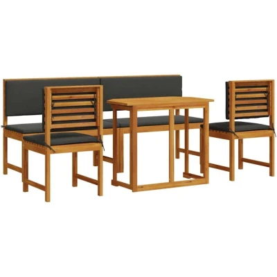 Image of vidaXL 5 Piece Garden Dining Set with Cushions Solid Acacia Wood
