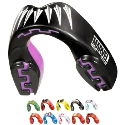 Image of Marvel Black Panther Sports Mouthguard Dual Layer Premium Protection Junior Gum Shield with Case for Boxing, MMA, Rugby, Martial Arts, Judo and All Contact