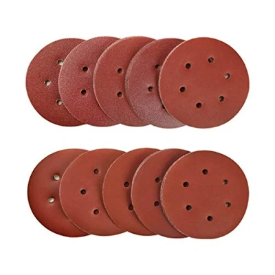 Image of SPTA 100pcs 150mm Sanding Discs Pads, Hook and Loop 40# 80#, 120#, 180#, 320#, 600#, 800#, 1000#, 1500#, 2000# Grits 6 Holes Sandpaper Assorted for Random Orbital Sander