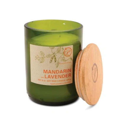 Image of Paddywax Scented Candles Eco Green Artisan Candle in Recycled Glass Vessel, 226g, Mandarin &amp; Lavender