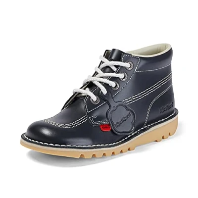 Image of Kickers Women&#039;s Kick Hi Classic Ankle Boots Extra Comfortable Added Durability Premium Quality, Dark Blue/White, 4 UK