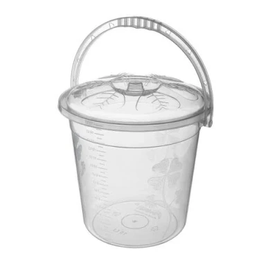 Image of Plastic Bucket with Lid Handle Small Large Storage Bin Container Measures (Clear, 20L)