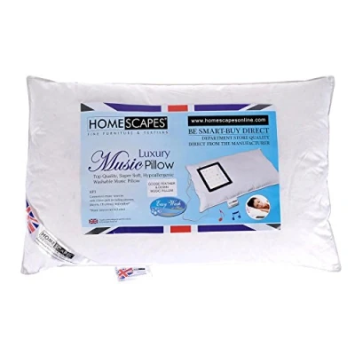 Image of HOMESCAPES WASHABLE MUSIC Pillow White Goose Feather and Down Department Store Quality Anti Dust Mite Wash at Home Range 100% Microfibre Downproof Cover RDS Certified.
