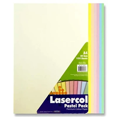Image of Premier Stationery S4553230 Lasercol A4 80 gsm Paper Pastel Rainbow (Pack of 100 Sheets)