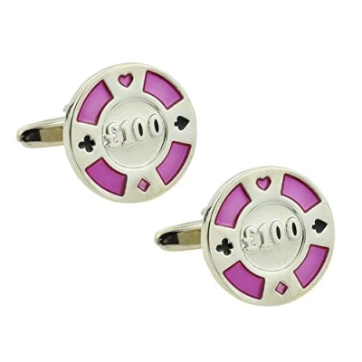 Image of Poker Chip Cufflinks Presented in a Box